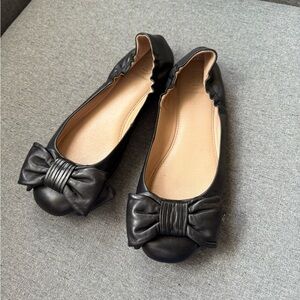 Tory Burch Womens Black Ballet Flats Leather Size 7.5